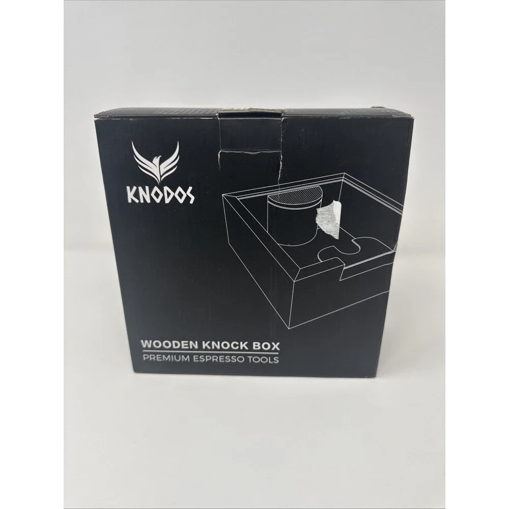 Rosewood Espresso Knock Box Portafilter Tamping Stand with Shock-Absorbing.